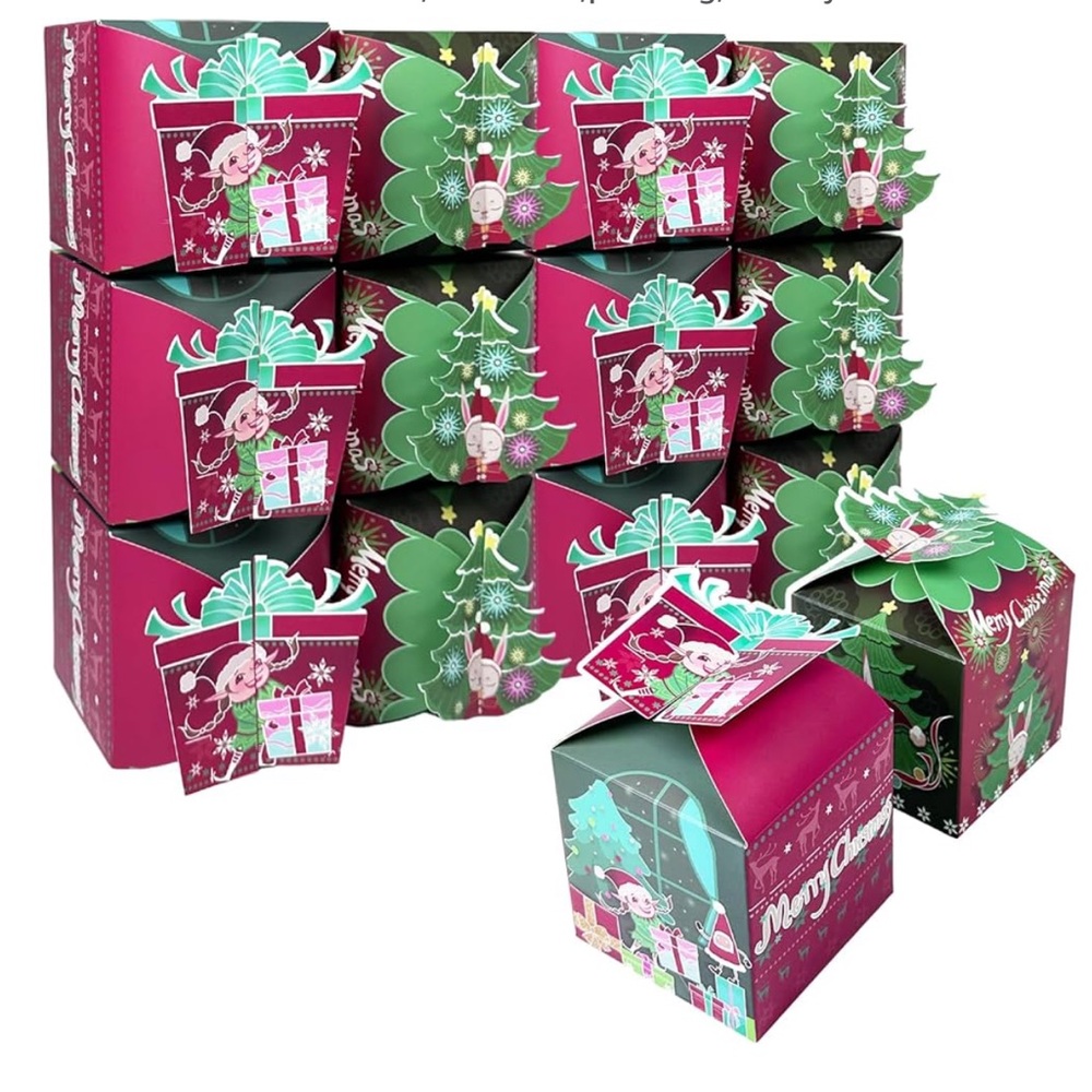 NWT Christmas Gift Boxes 28pcs 3.3x3.3x3.3 Inches Cookie Treats Toys Square